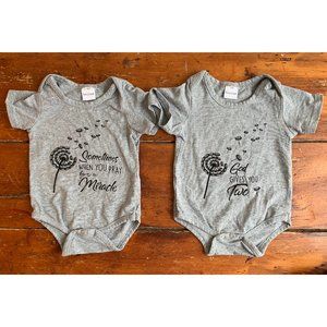NWOT Funcokid Gray Twin Miracle Onesies